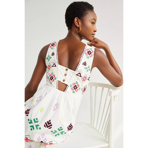 Anthropologie Sleeveless Abstract Embroidered Cutout Dress XL - Picture 4 of 9